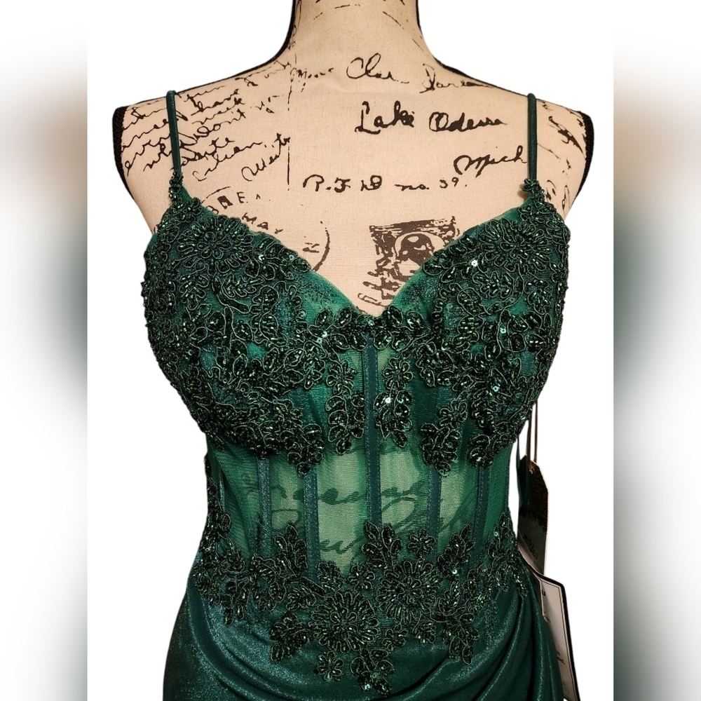 TLC Say Yes To The Prom Green Embellished Corset Gown - Picture 6 of 14